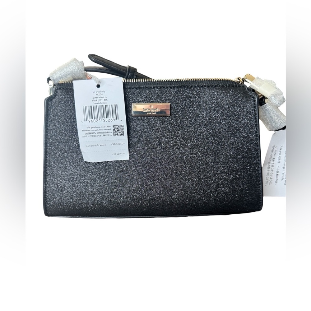 Kate Spade Kenzie Glitter Mini Crossbody in Black